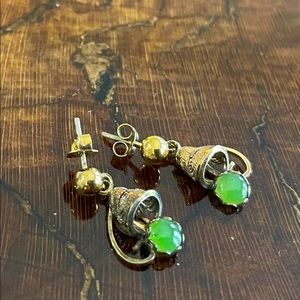 Emerald and Gold ..pierce earrings